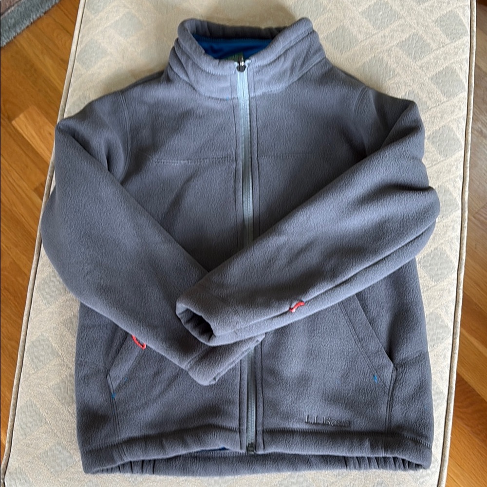 LL Bean Gray Fleece Zip-Up Jacket, size 6x/7